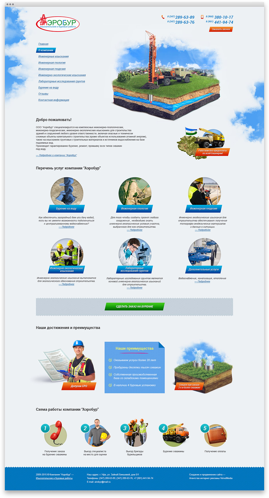 Дизайн главной страницы сайта компании Аэробур