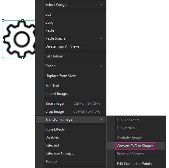 Преобразование иконки в форму (Convert SVG to Shapes) в Axure