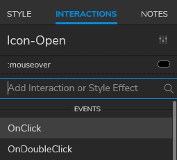 Событие OnClick из списка Interactions