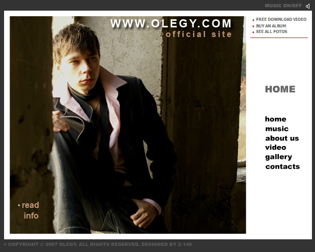 olegy.com - Главный экран сайта